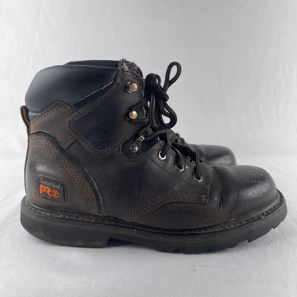 Timberland PRO Direct Attach Men 8M Brown Soft Toe Work Boot Leather 33046 A7001